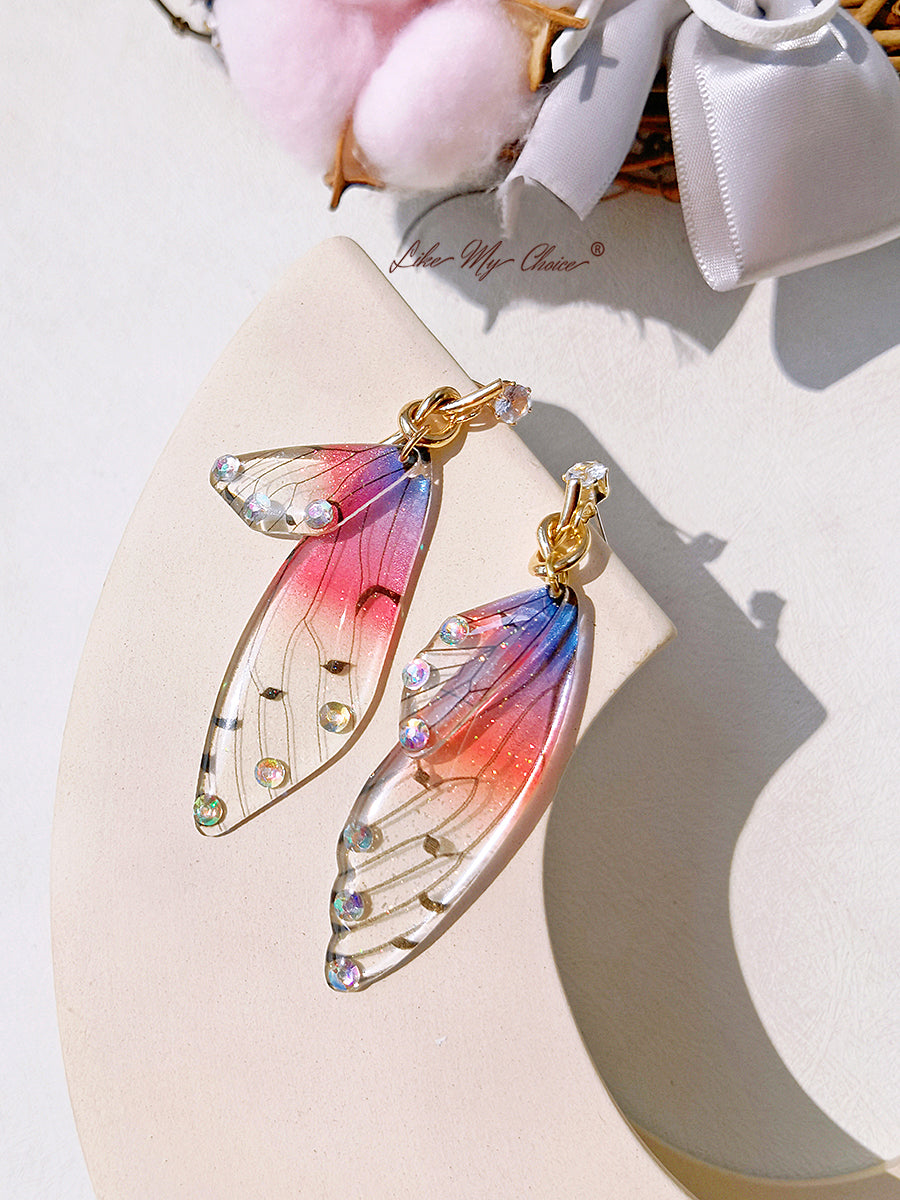 Butterfly Wing Asymmetrical Earring Crystal Diamond Earring