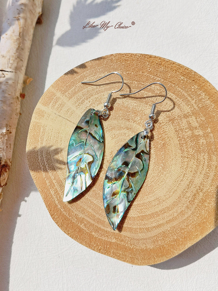 Sterling Silver Mother of Pearl Abalone Shell Peacock Earring