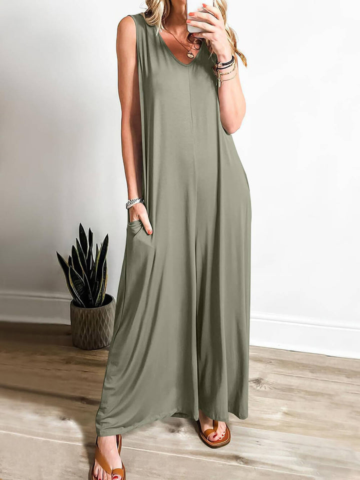 Fresh And Casual Pocket Thin Jumpsuit