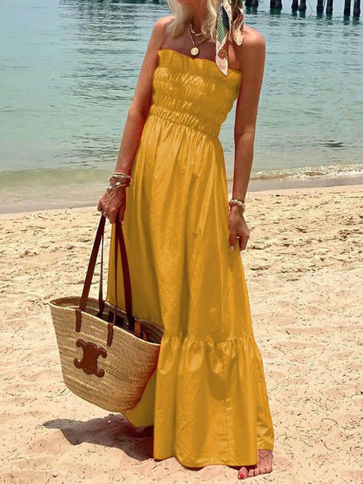 Gesmokte buste Off Shoulder Vakantie Maxi Dress