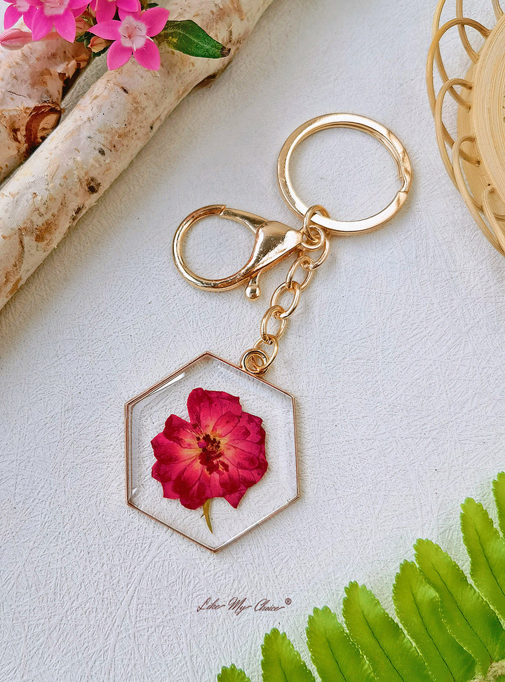 Harz Anhänger Schlüsselanhänger Deep Red Rose Flower Keychain