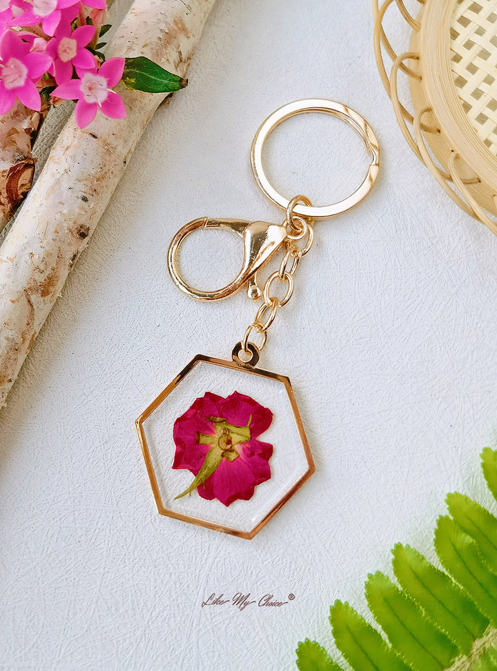 Harz Anhänger Schlüsselanhänger Deep Red Rose Flower Keychain