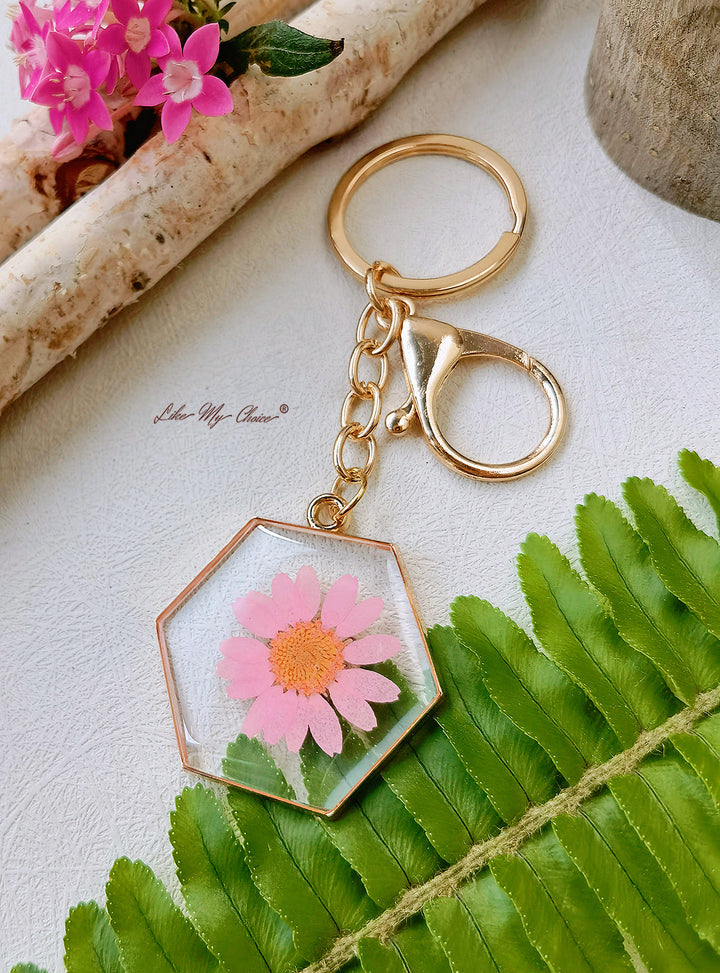 Pink Daisy Keychain