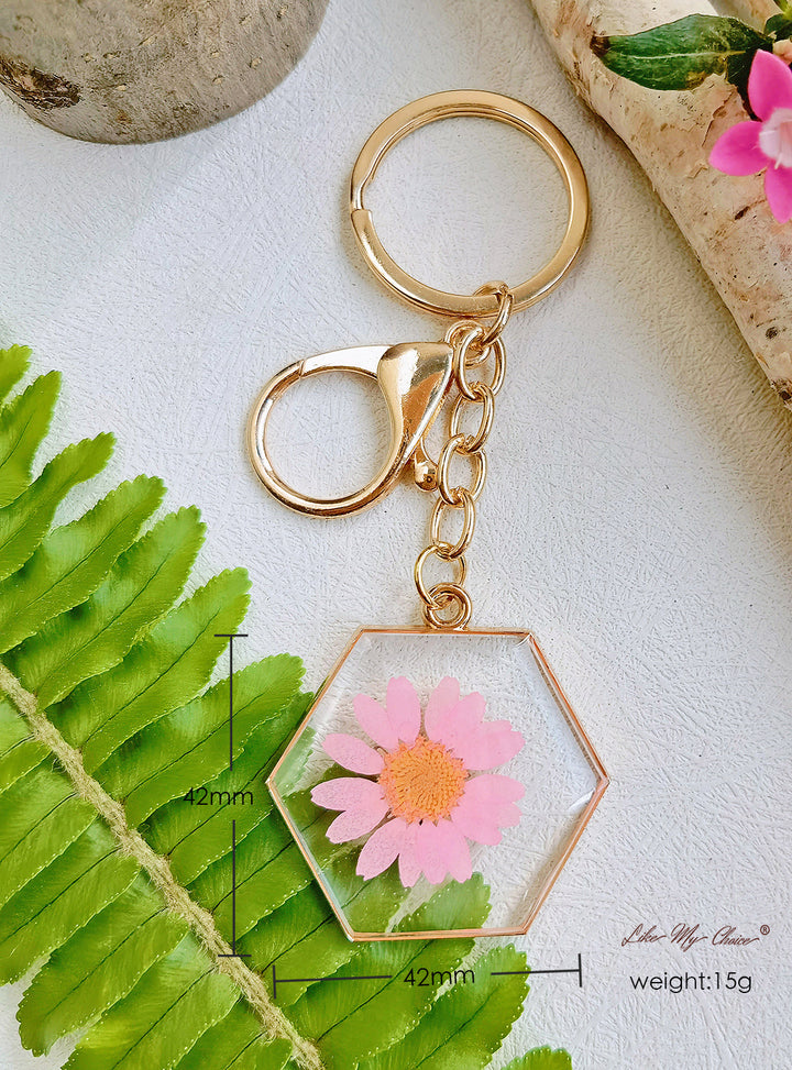 Pink Daisy Keychain