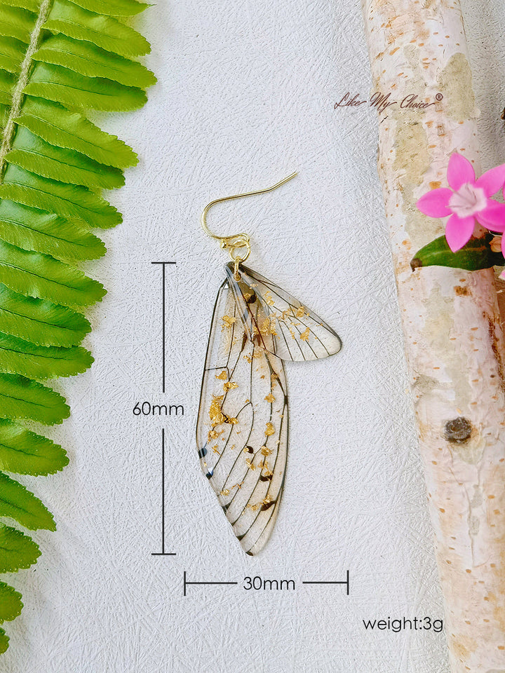 Butterfly Wing Handmade Crystal Gold Foil Earring