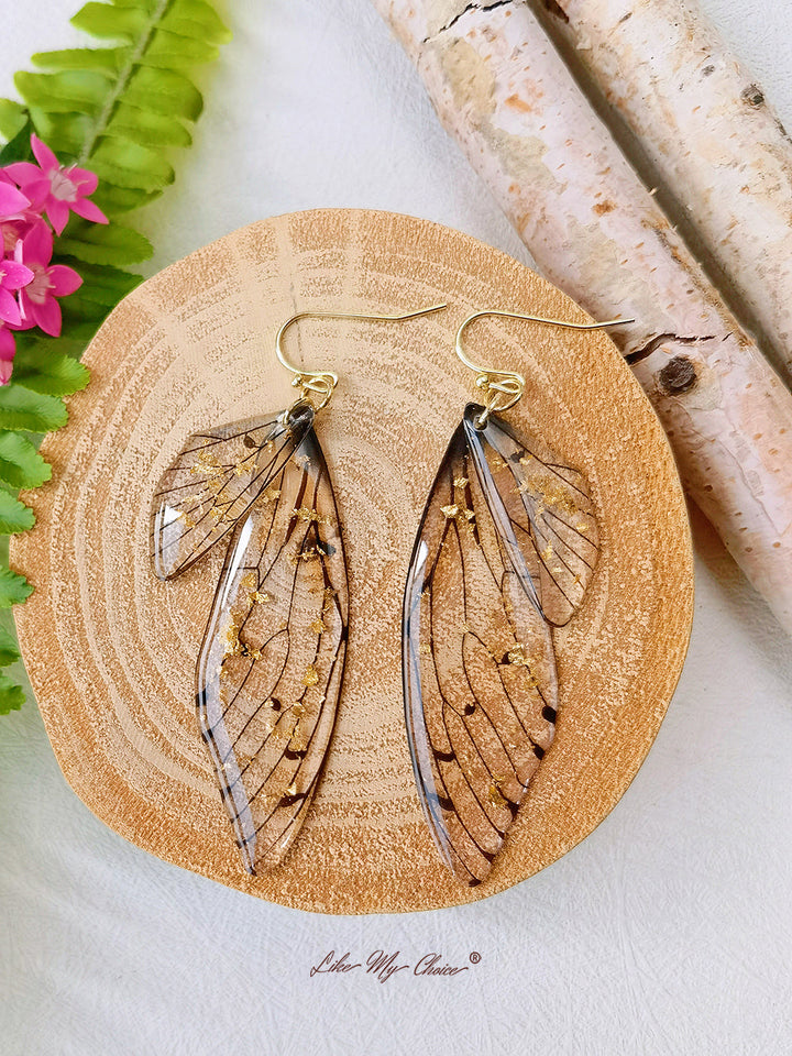 Butterfly Wing Handmade Crystal Gold Foil Earring