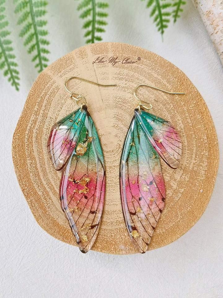 Butterfly Wing Handmade Crystal Gold Foil Earring