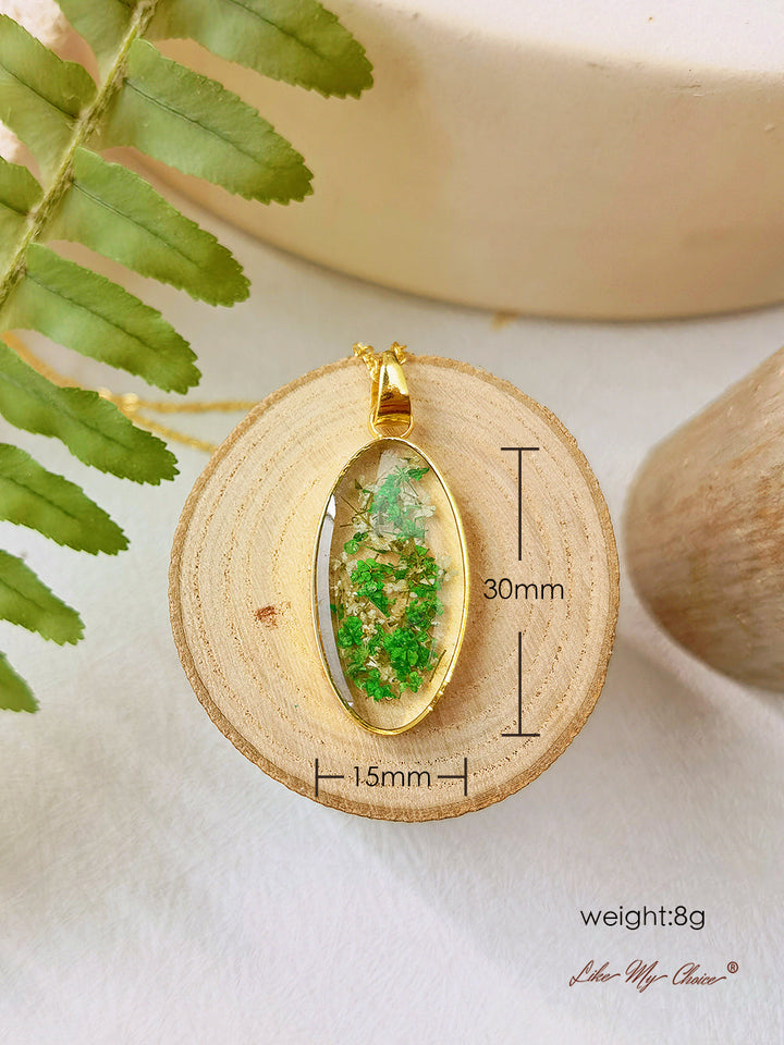 Kalung Resin Alami Liontin Oval Emas Narcissus Mini