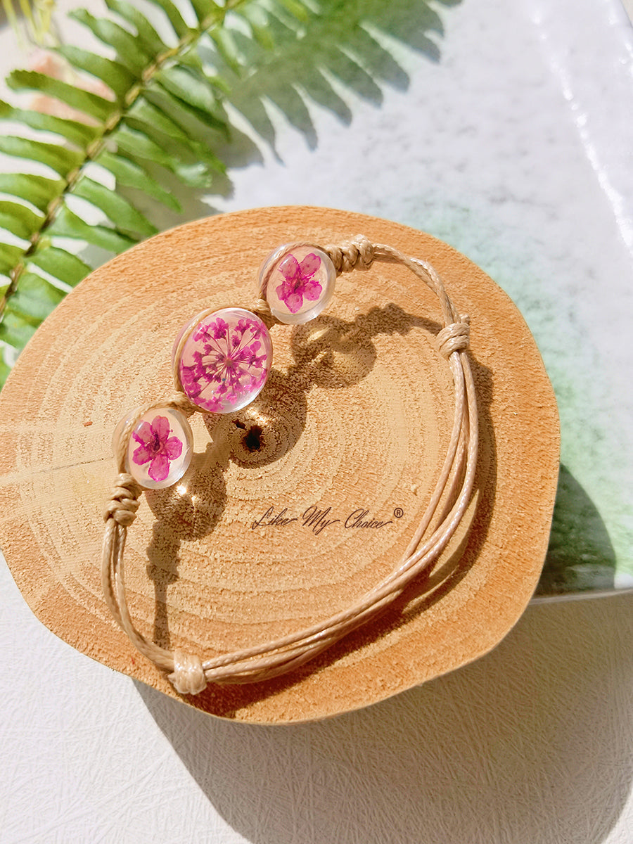 Cherry Blossom Gemstone sticlă capac Charms reglabil frânghie Strand Bangle brățară