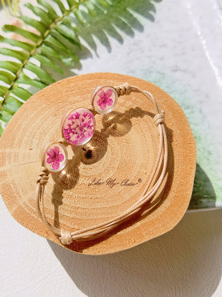 Cherry Blossom Gemstone sticlă capac Charms reglabil frânghie Strand Bangle brățară