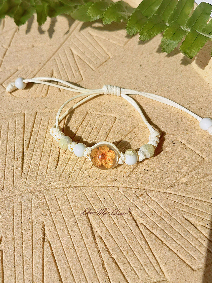 Pulsera trenzada de cerámica con piedra del tiempo flor de cerezo