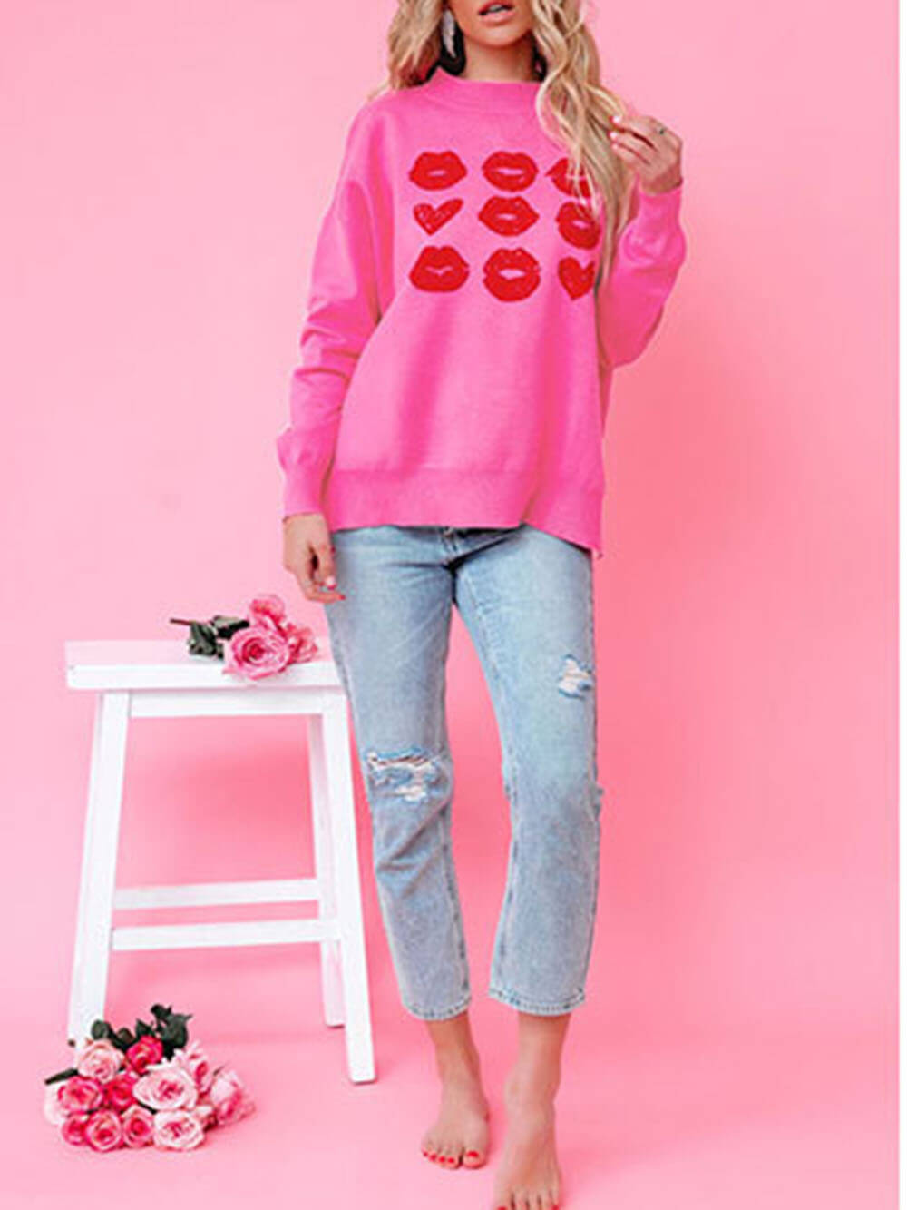 Sweater Rajut Bibir Hati Valentine