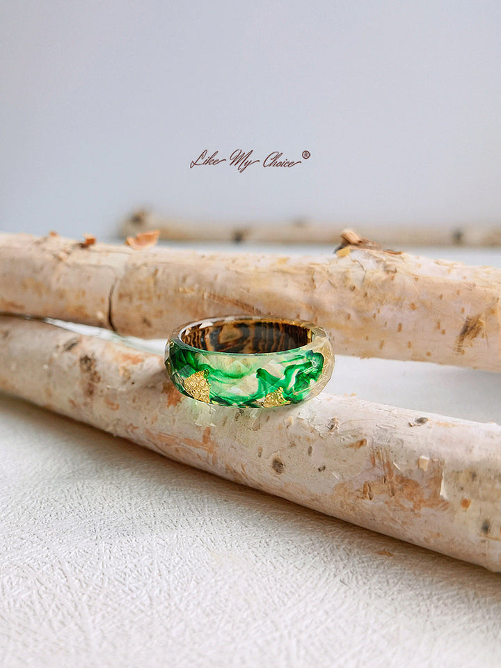 Gypsophila Magic Forest Wood Resin Ring