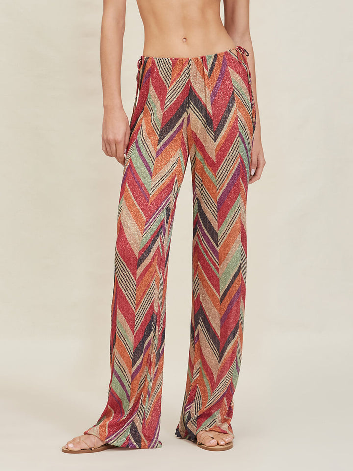 Seaside Vacation Geometric Print Side Tie Straight Hose