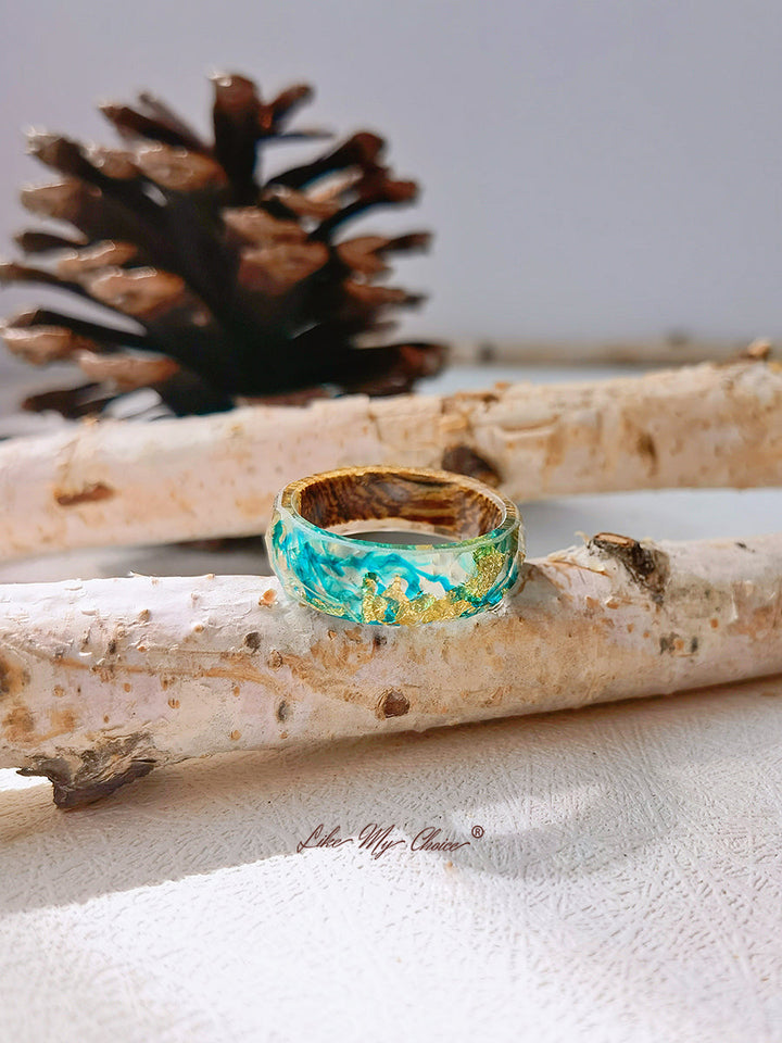 Gypsophila Magic Forest Wood Resin Ring