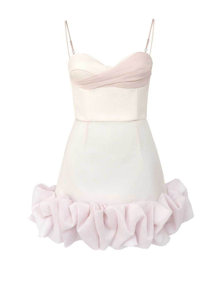 Draperet ruffle mini bustier kjole