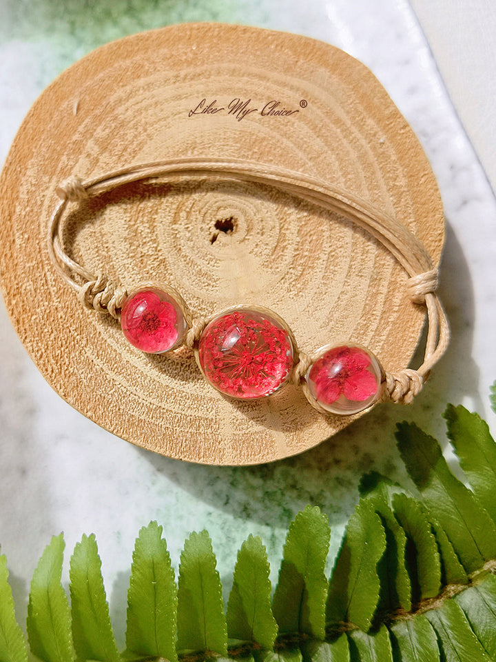 Cherry Blossom Gemstone sticlă capac Charms reglabil frânghie Strand Bangle brățară