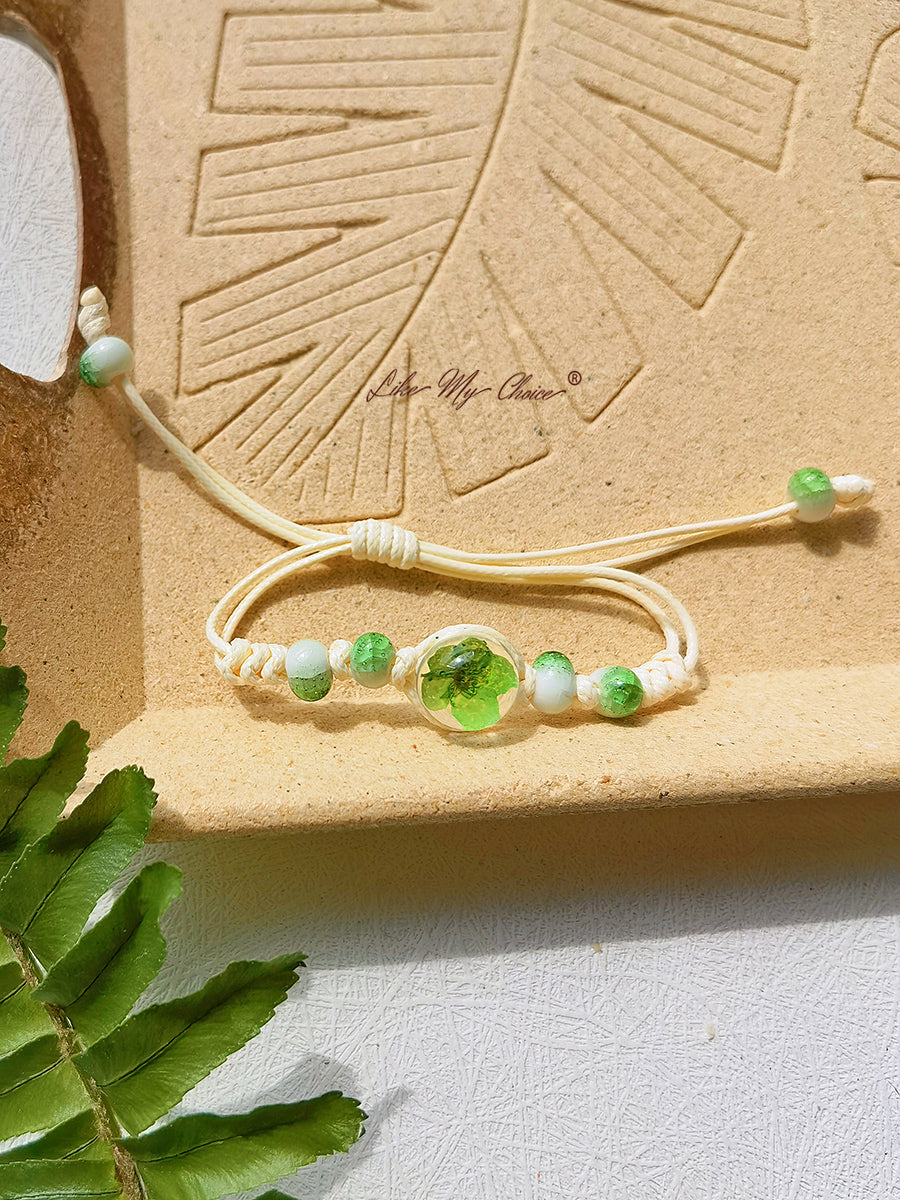 Pulsera trenzada de cerámica con piedra del tiempo flor de cerezo