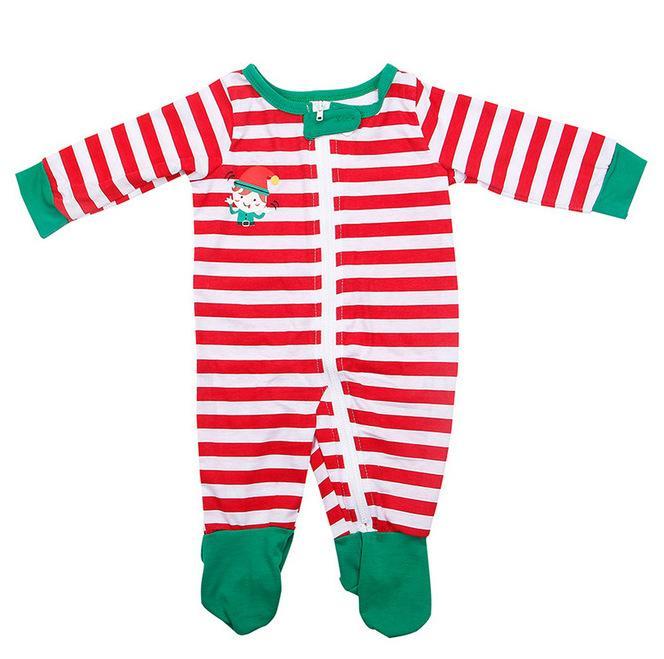 Noel ELF Baskılı Çizgili Aile Eşleştirme Pijama Takımı