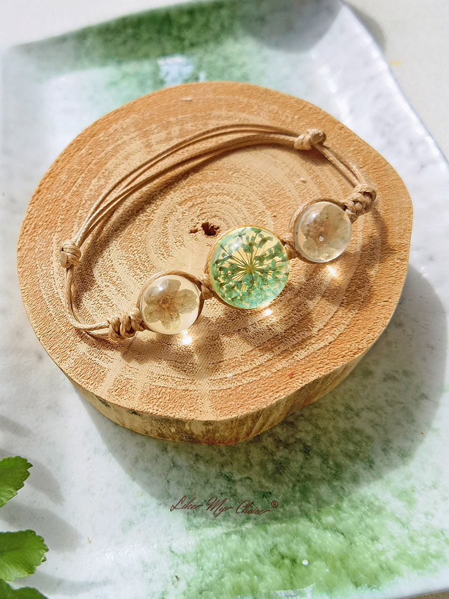 Charms di copertura in vetro della pietra preziosa del fiore di ciliegio Bracciale Bangle regolabile con filo di corda