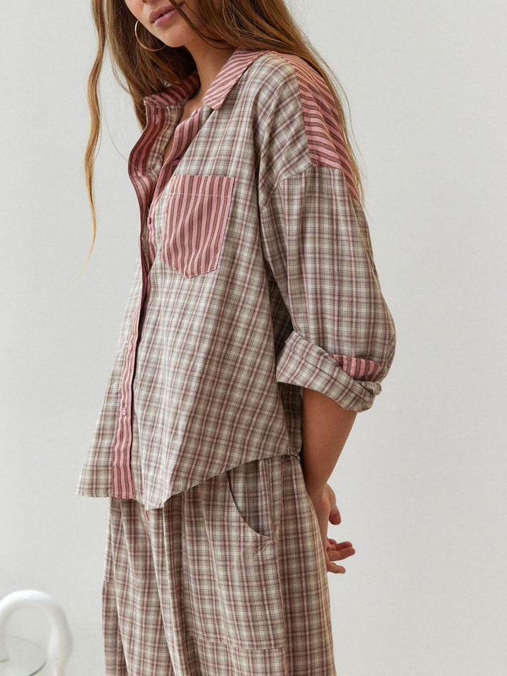 Rosa Pyjamas Set med lösa snitt