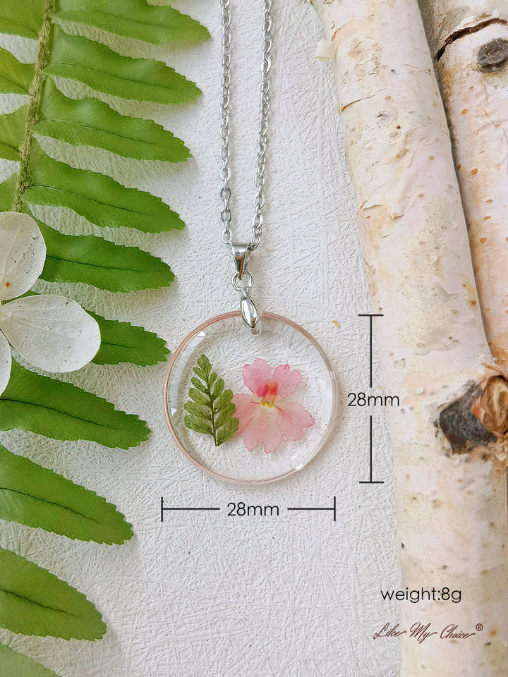 Natuurlijke varen mallow hars Geperste bloem botanische hanger ketting