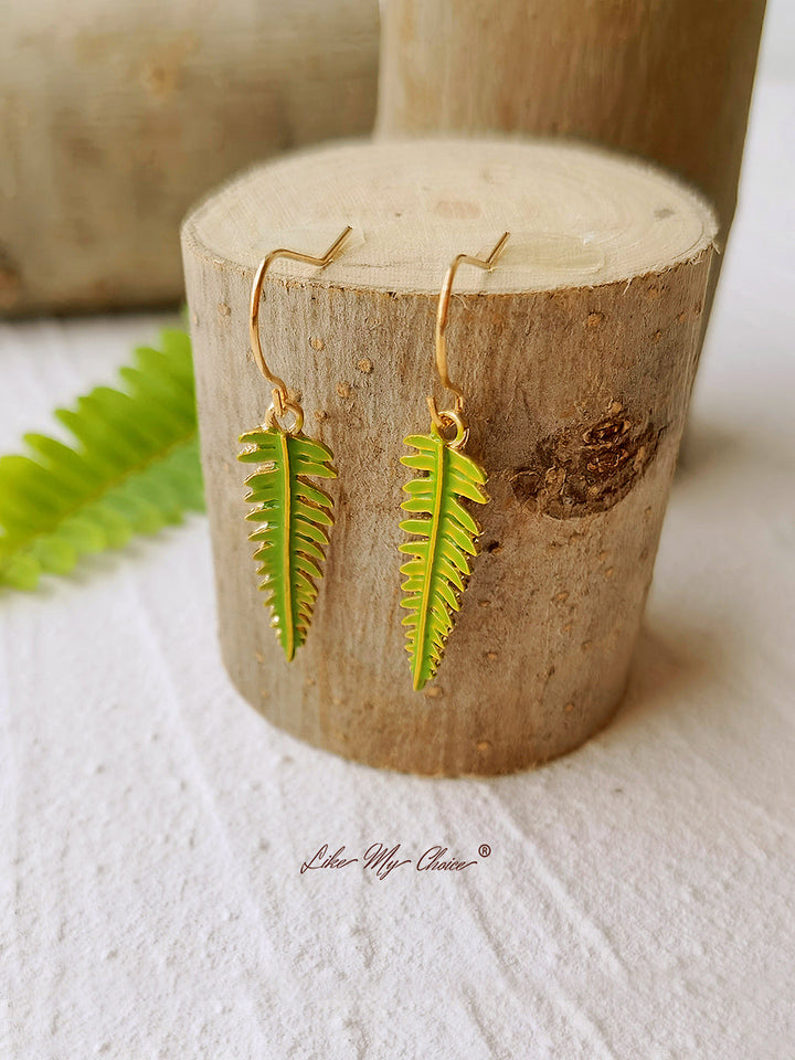 Pressede blomsterøreringe - Natural Forest Fern Resin Leaf Botanical