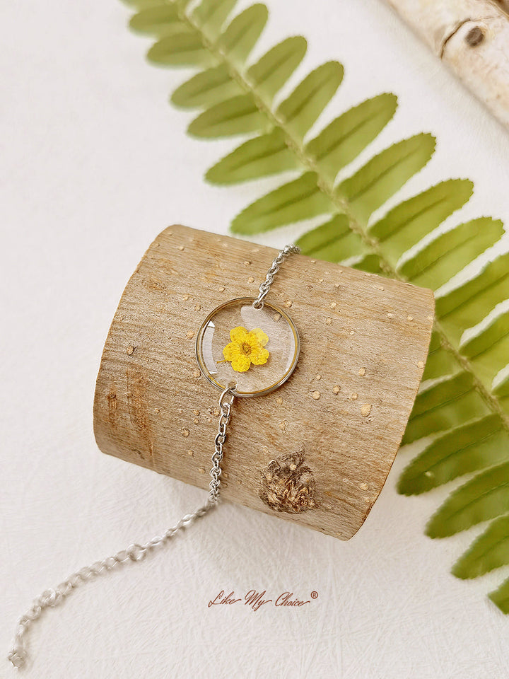 Forget Me Not Handgefertigtes Armband aus Harz mit gepresster Blume