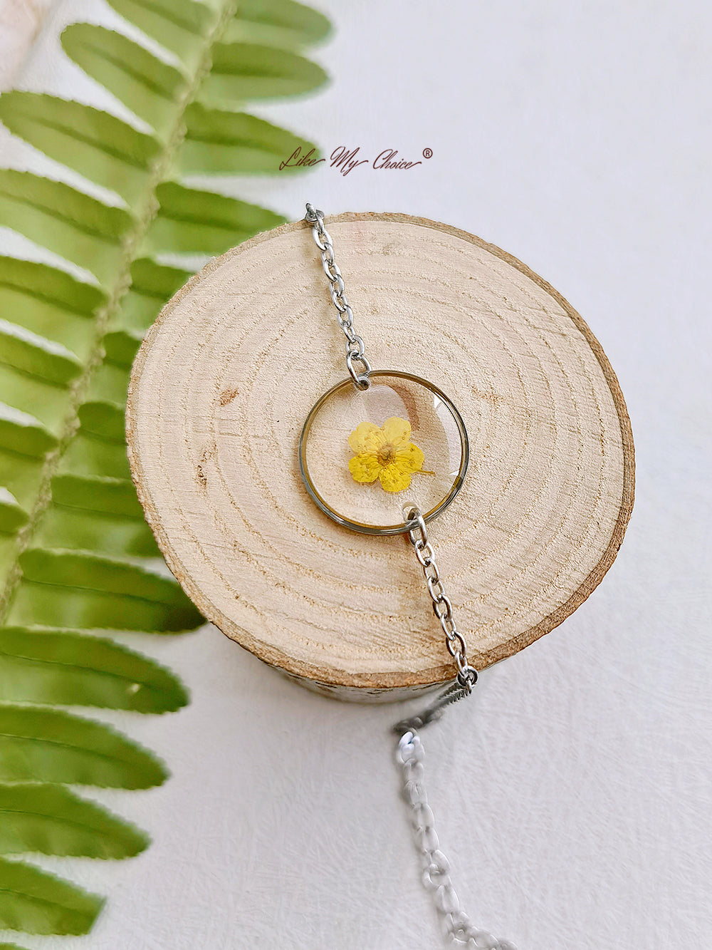 Cosmos Sulphureus Handgjord Pressad Blomma Resin Runt Armband