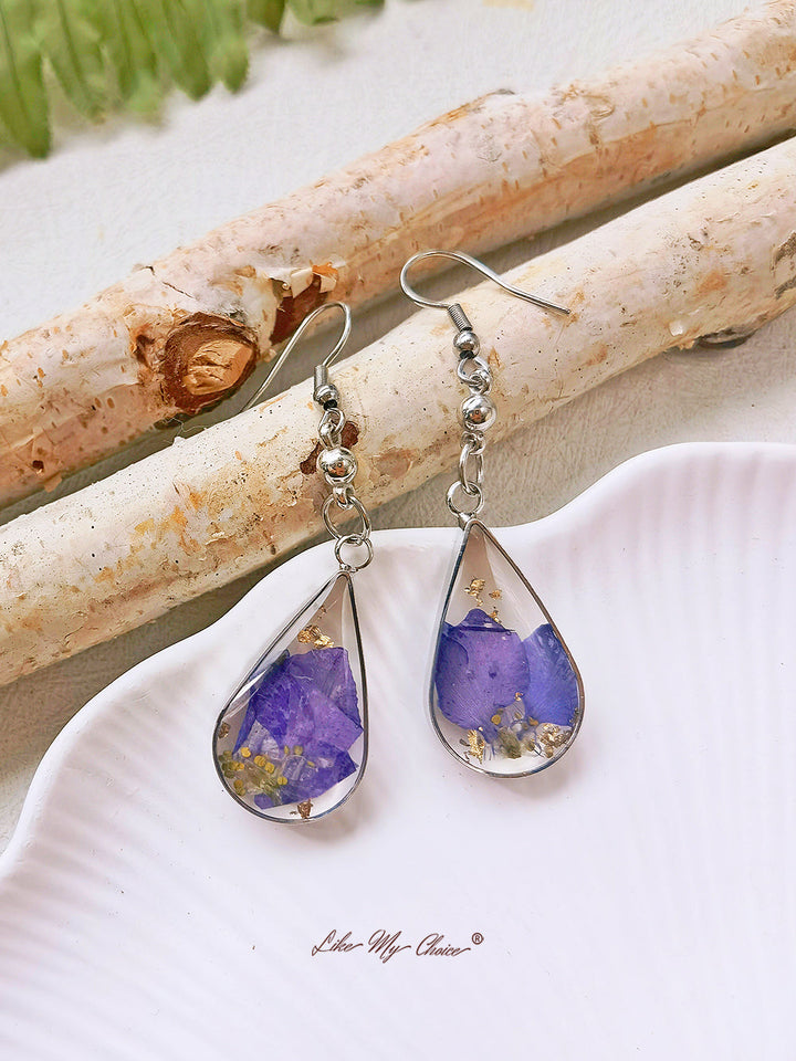 Pendentif Delphinium Boucles d'oreilles Iris