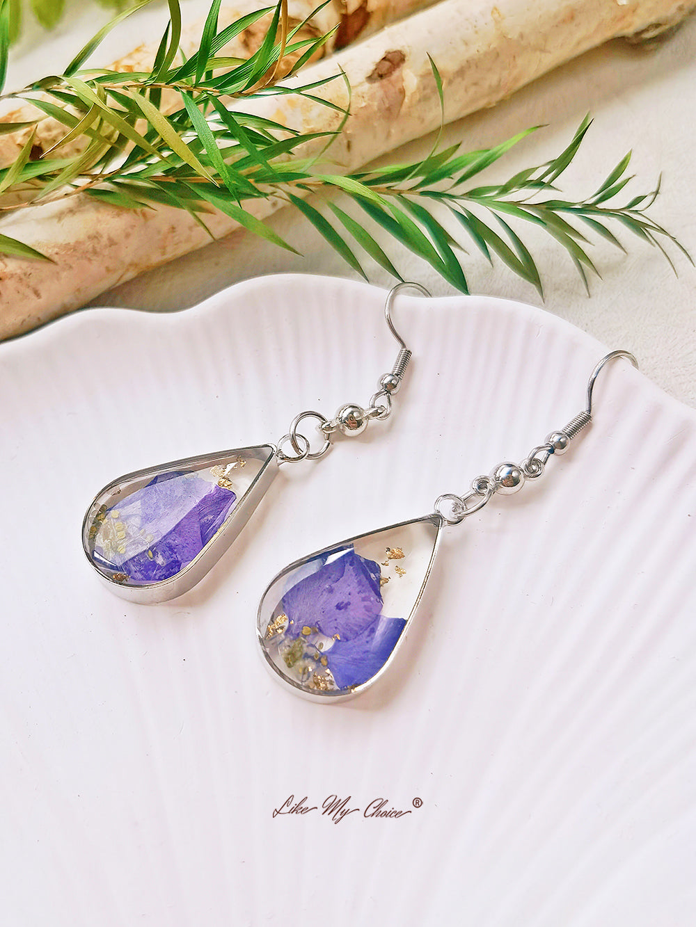 Pendentif Delphinium Boucles d'oreilles Iris