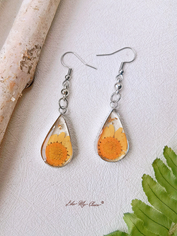 Boucles d'oreilles pendantes en forme de fleurs de jardin d'automne