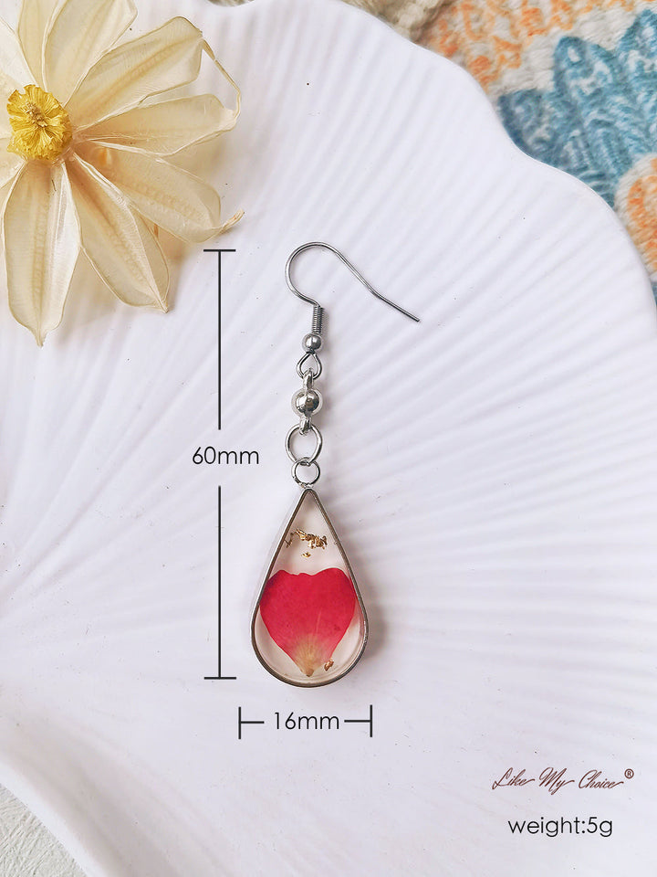 Kolczyki Rose Petal Gold Leaf Drop Earrings