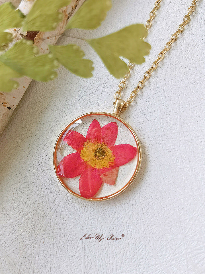 Pendentif fleur d'euphorbe rouge