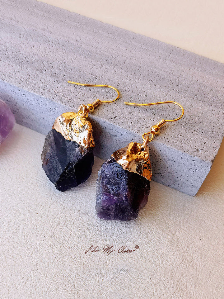 Natural Amethyst drop øreringe