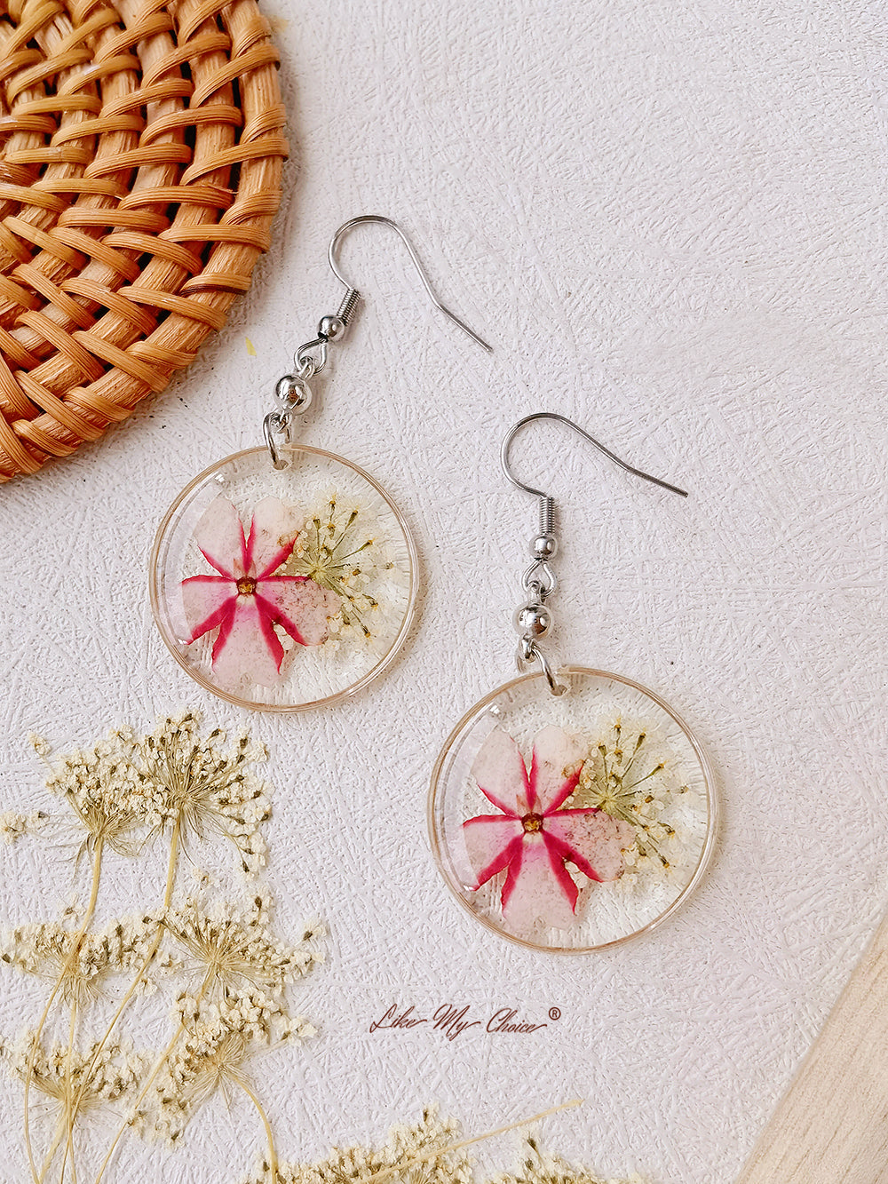 Starry Sky Pressed Flower Earrings