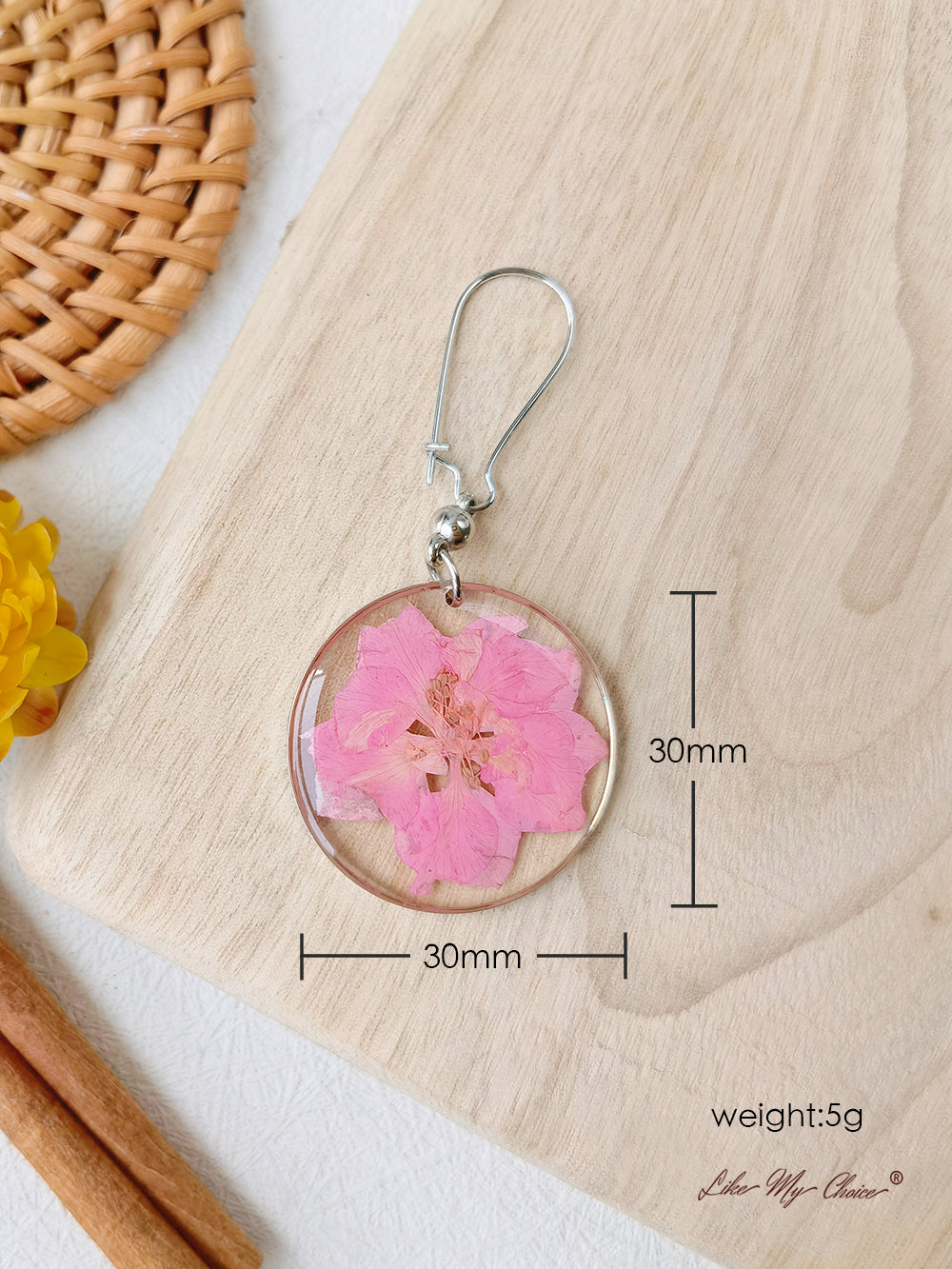 Sulfur Chrysanthemum Pressed Flower Earrings