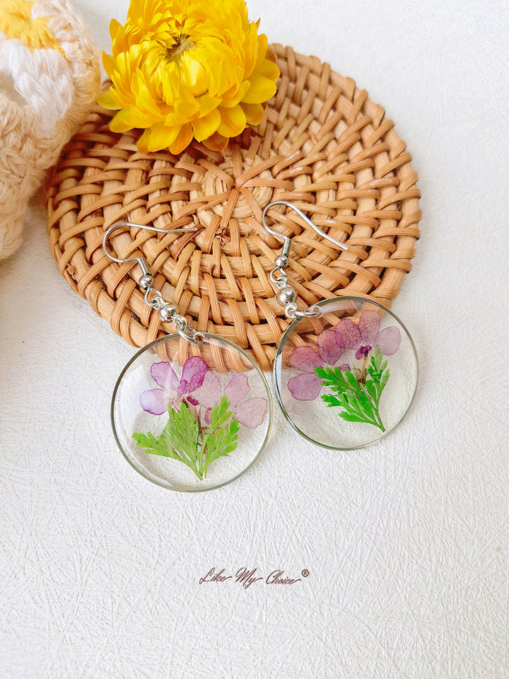 Handmade Resin Dried Flower Earrings