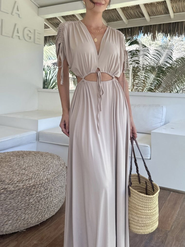 Moda moderna Vestido maxi com decote em V