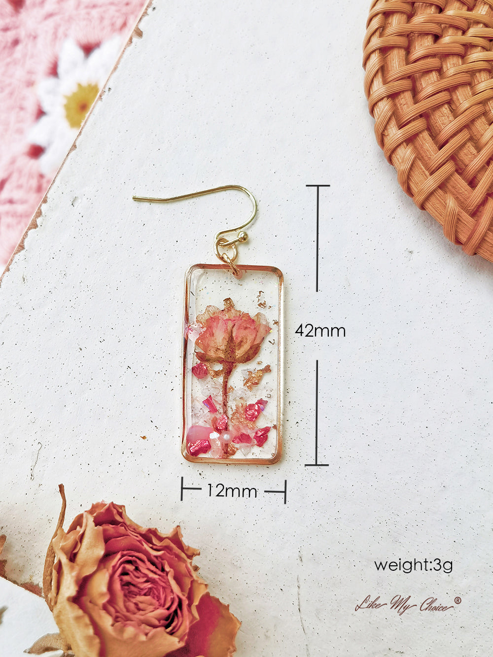 Boucles d'oreilles délicates en cristal rose