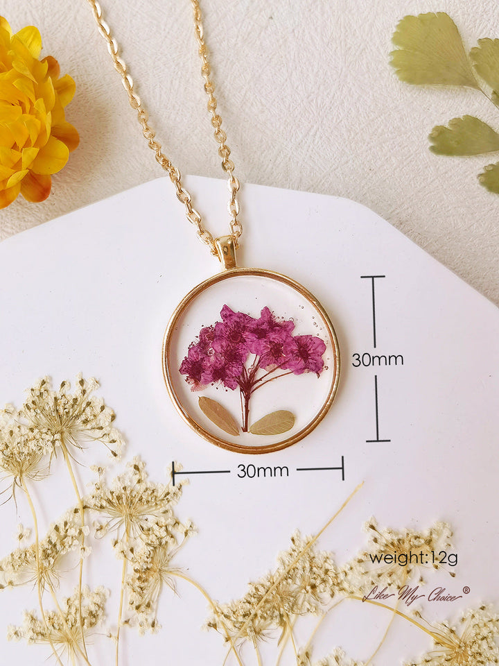 Natuurlijke Gypsophila Bloem Hars Geperste Bloem Botanische Hanger Ronde Halsband