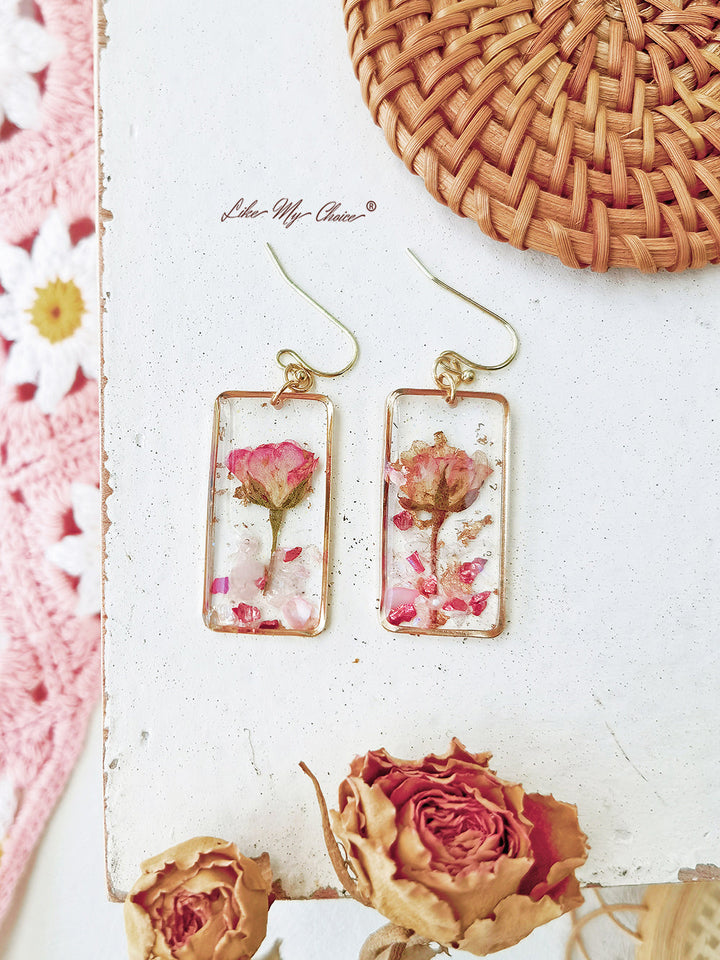 Boucles d'oreilles délicates en cristal rose