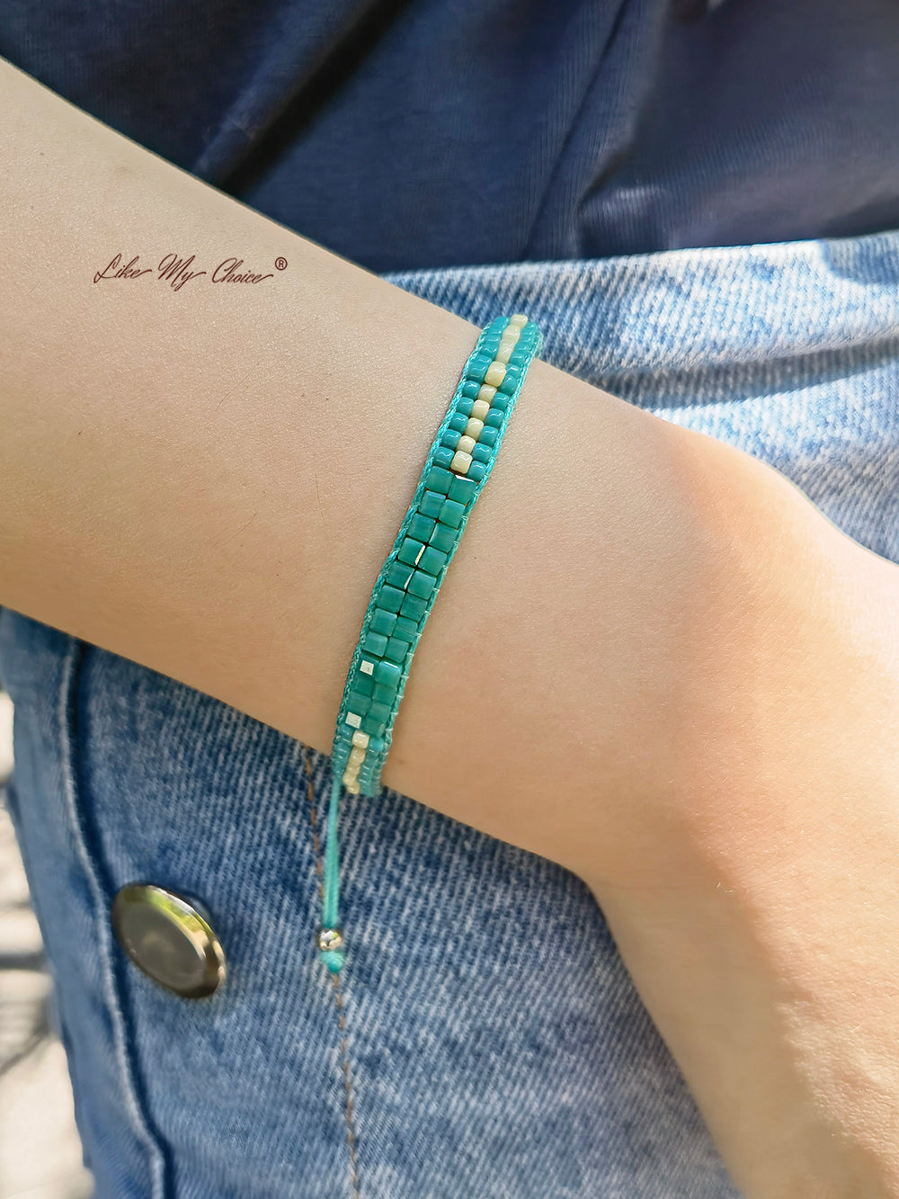 Verstelbare Kralenarmband Turquoise Strand