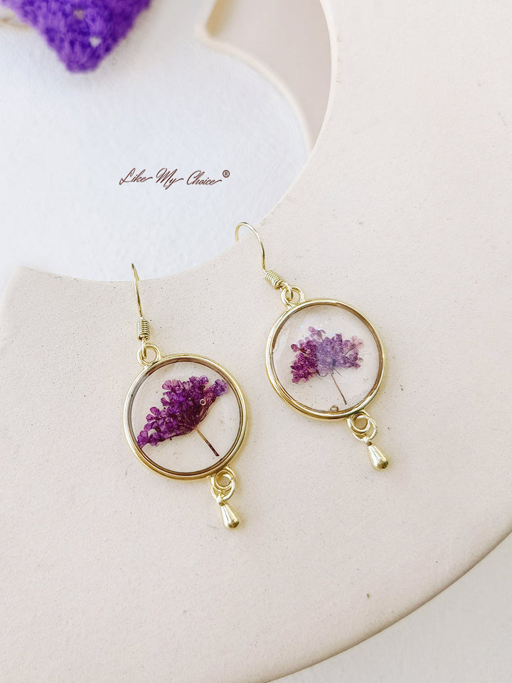 Αληθινό Queen Annes Lace Flower Earring