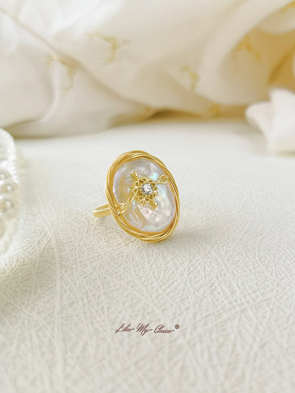 Guldbelagt barok Pearl Ring