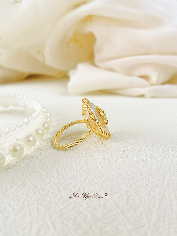 Gold-plated Baroque Pearl Ring