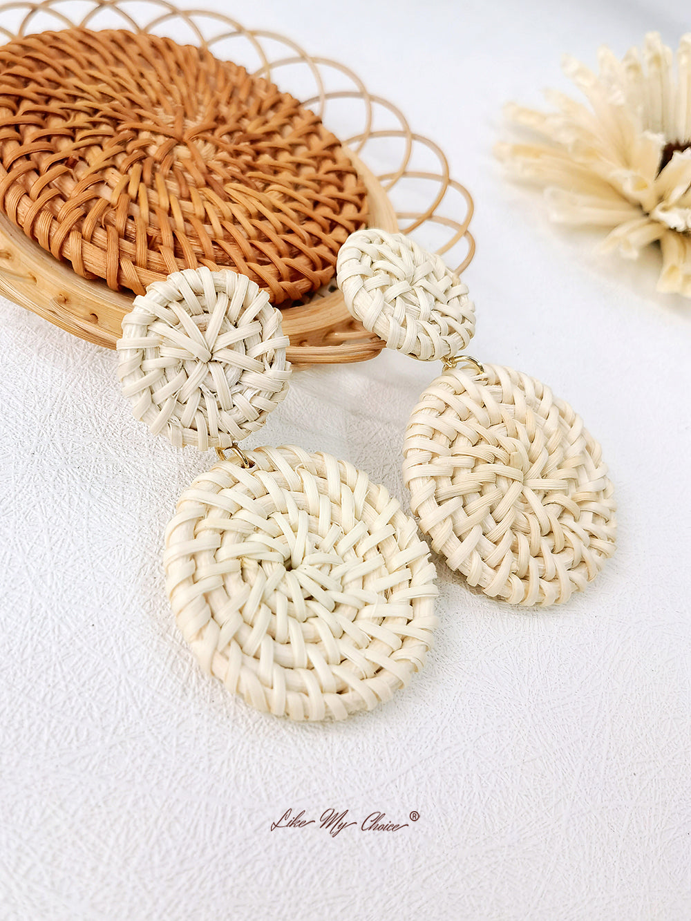 Vintage Style Handmade Woven Bamboo Earrings