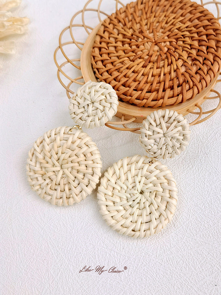 Anting Bambu Anyaman Buatan Tangan Bergaya Vintage