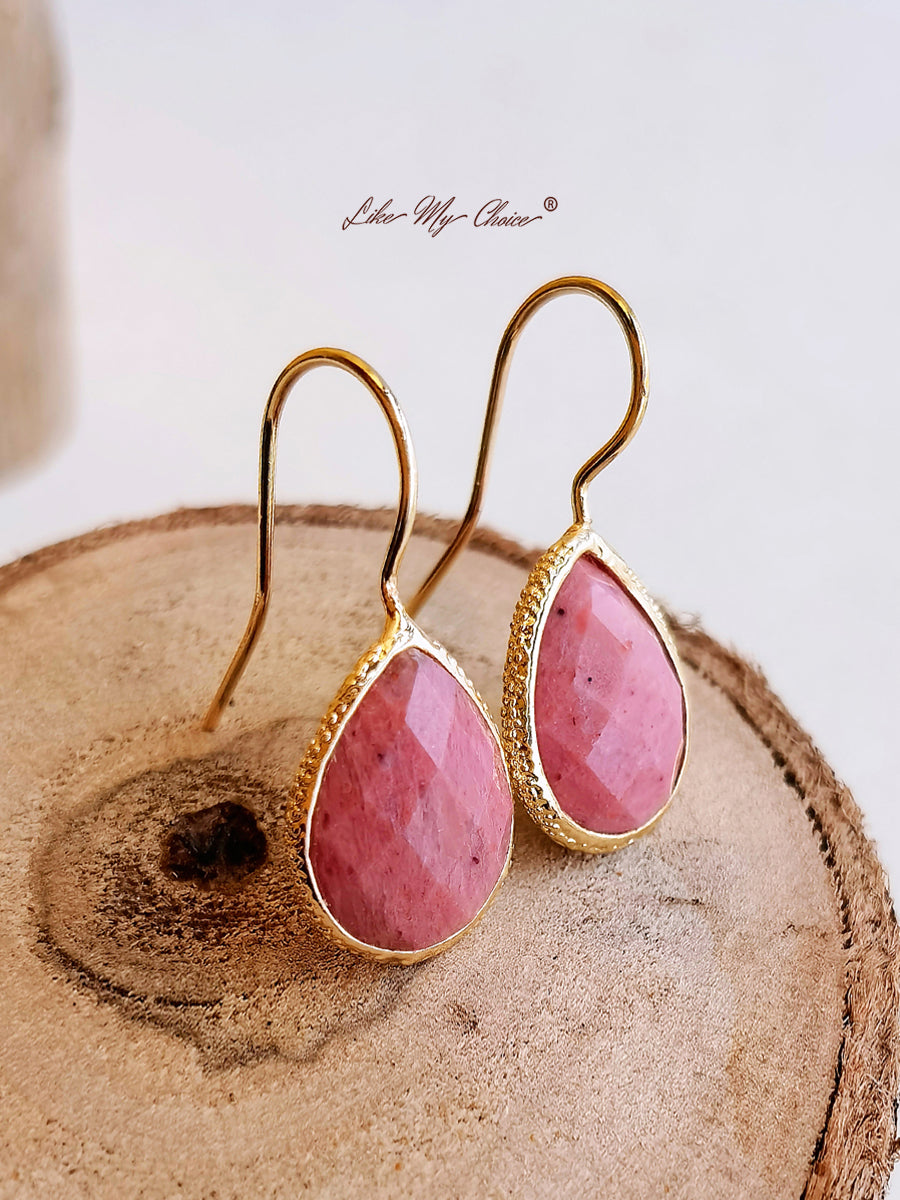 Boucles d'oreilles Bobo en pierre naturelle en forme de goutte d'eau