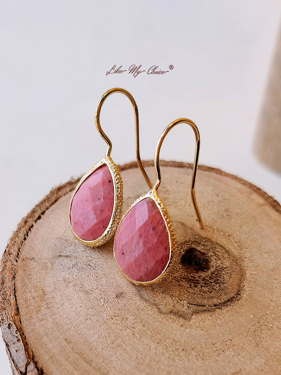 Boucles d'oreilles Bobo en pierre naturelle en forme de goutte d'eau